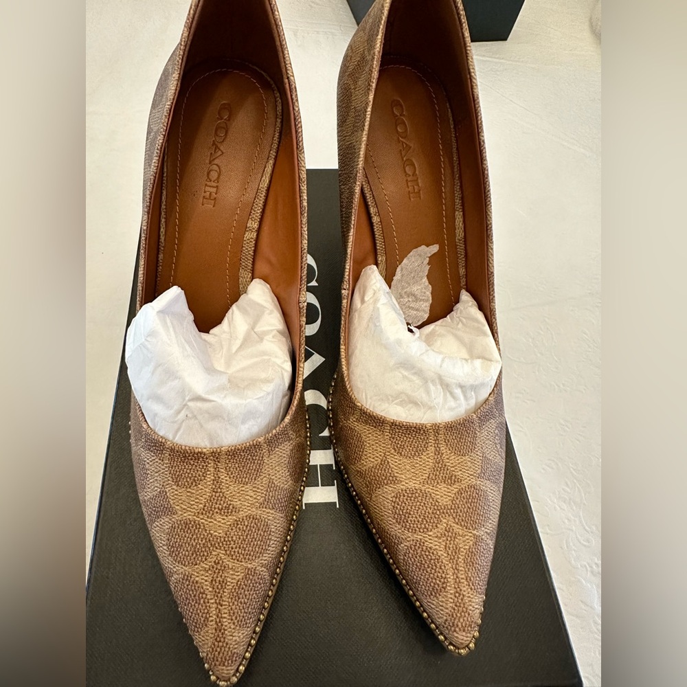 Coach Waverly Brown Logo Heels